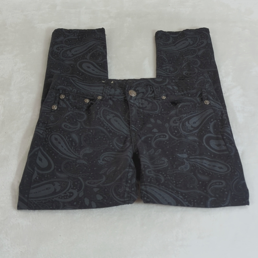 Royal Premium Paisley pattern black grey jeans 6 EUC